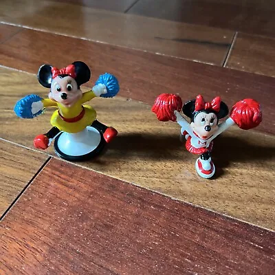Set 2 Disney Minnie Mouse Cheerleader Working Jump Up And PVC Minnie Vintage Fig • $15