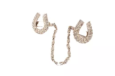 Lucky Horse Shoe Rhinestone Sweater Clips Beautiful Sparkle Vintage • $14.99