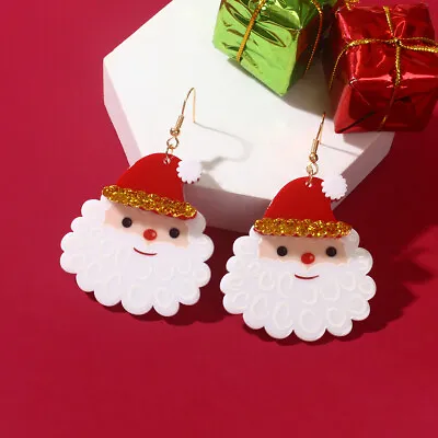 $1.99 • Buy Christmas Festival Jewellery Acrylic Santa Claus Dangle Earrings Dainty Gifts