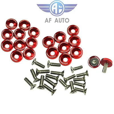 20pcs Red Billet Aluminum Bumper Fender Washer/Bolt Engine Bay Dress Up Kit • $8.88