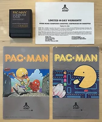 Pac-Man Video Game Cartridge (Tested) 2 Manuals Warranty Card - Atari 400 Lot • $46.50