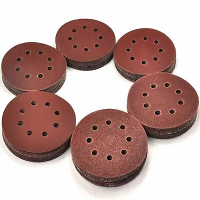 120 Pack 5 Inch Sandpaper Discs Hook And Loop Adhesion 8 Hole Assorted Grits • $21.99