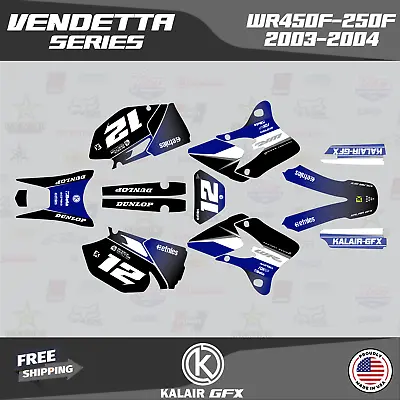 Graphics Kit For YAMAHA WR250F And WR450F Years 2003 2004 Vendetta-Blue • $82.99