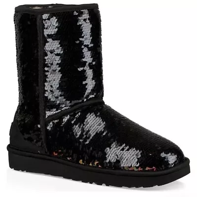 UGG Classic Short Black Sparkle Sequin Boots • $104.99