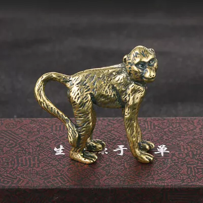 Solid Brass Long Tail Monkey Figurine Miniature Tea Pet Craft Desktop OrnameFM • $3.32