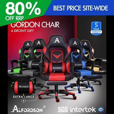 ALFORDSON Gaming Chair Office Seat Generous Padding Footrest Executive Racing • $139.95