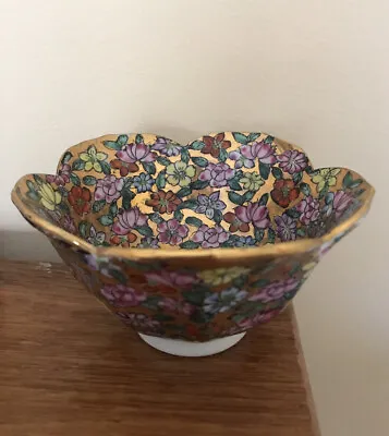 Antique Chinese Famille Qianlong Mark Asian Hand Painted Flower Bowl • $60