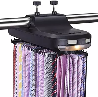 Motorized Tie Rack Best Closet Organizer With LED Lights Automatic Rotation Ope • $48.09