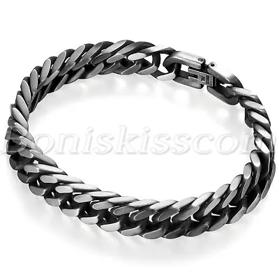 Men's Biker Punk Stainless Steel Heavy Cuban Curb Link Chain Bracelet 8/10/12mm • $9.99