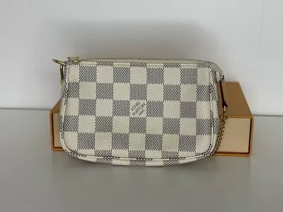 Louis Vuitton Pochette Accessories Mini Damier Azur EUC Box Duster • $202.50