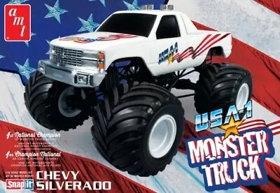 AMT Chevy Silverado USA-1 Monster Truck Snap 1:32 1351 Plastic Model Truck Kit • $29.99