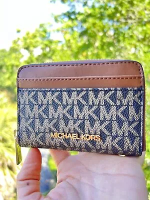 Michael Kors Women Medium Zip Around Card Case Coin Pouch Wallet Electric Pink • $47