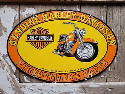 Vintage Harley Davidson Porcelain Sign 1963 Milwaukee Motorcycle Parts Dealer • $196.05