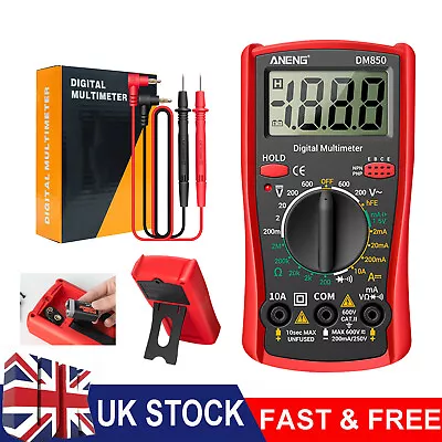 LED Digital Multimeter Auto Range DC AC Voltage Current Meter Tester 2000 Counts • £8.89