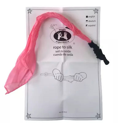 Black ROPE TO PINK SILK SCARF Stiff Kids Magic Trick Hanky Rigid Beginner Funny • $9.89