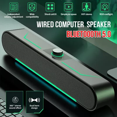 3.5mm USB Wired PC Speakers LED Computer Stereo Speakers For Desktop PC Laptop • $25.45