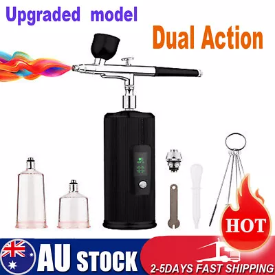 Dual Action Airbrush Compressor Kit Spray Gun For Tattoo Makeup Cake Decorating • $66.58