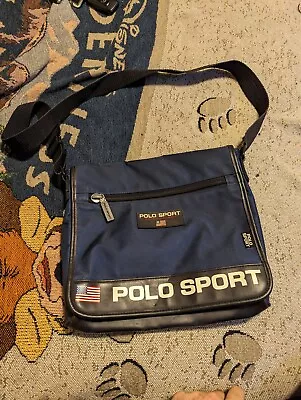 Ralph Lauren POLO SPORT Vintage Messenger Shoulder Bag CrossBody Adjustable NAVY • $39.88