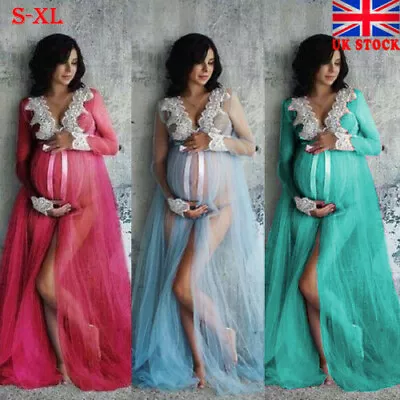 Pregnant Women's Lace Maternity Dress Maxi Gown Photography Photo Shoot Clothes • £15.58