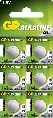 6 X GP LR44 1.5V Alkaline Cell Coin Button Batteries A76 AG13 357 L1154 Long Ex • £2.96