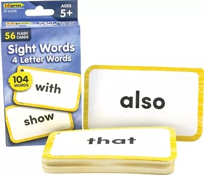 4 Letter Words- Sight Words Flash Cards By EduPress • $9.13