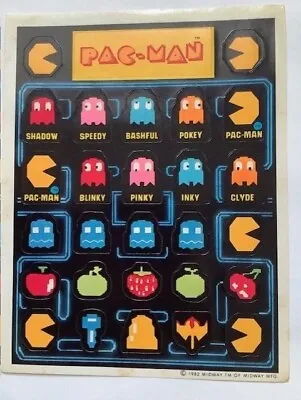 Vintage Pac-man Stickers & Large Pac-man Pin Lot Free Shipping • $10.50