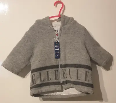 Wool Coat Jacket Grey Hooded Zip Fasten Long Sleeve Elle Baby Girls 6 Months • £25