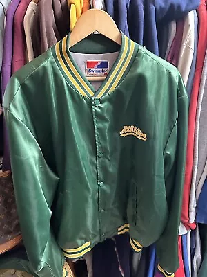 Vintage Oakland Athletics Satin Jacket A’s MLB Swingster Made In USA Men’s XL • $45