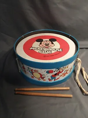Vintage Noble Cooley Walt Disney Mickey Mouse Club Metal Drum Strap & Sticks • $65