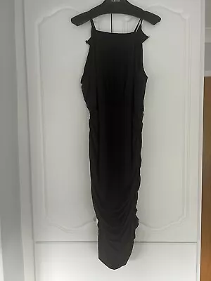 £0.99 • Buy Lipsy Black Ruffle Mid Dress Size 18