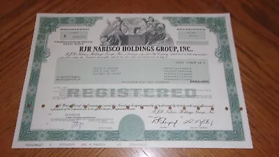 RJR Nabisco Stock Certificate Green • $1.95