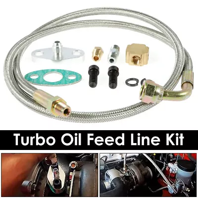 Car Turbo Oil Feed Line Kit T3 T4 T60 T61 T70 1/8 PNT 90 Degree 41   4AN AN4  • $23.69