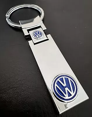 Elegant VW Volkswagen Keychain-Sleek Mirror Finish Metal Slab Design BLUE Logo • $10.71