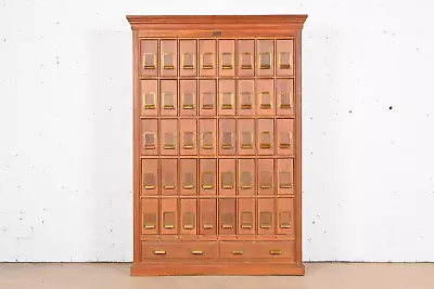 Antique Arts & Crafts Oak 42-Drawer Card File Cabinet Circa 1900 • $4995