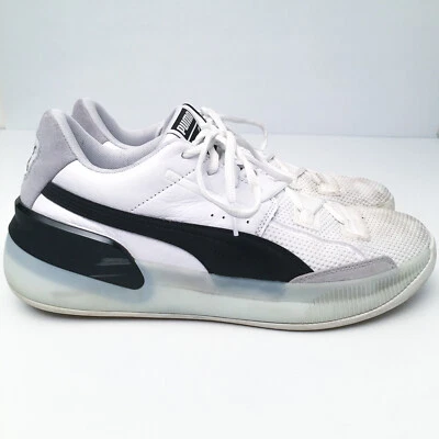 $69 • Buy Puma Clyde Mens Hardwood Basketball Shoes Boots Sz US 10.5 White Black 195124-01