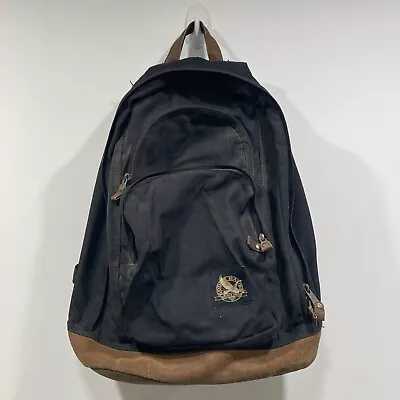 Vintage Eddie Bauer Backpack - Brown - Leather Bottom Bag Hiking • $10.50