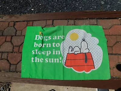 Vintage PEANUTS Snoopy Woodstock DOGS ARE BORN TO SLEEP IN THE SUN Pillow Case • $7.99