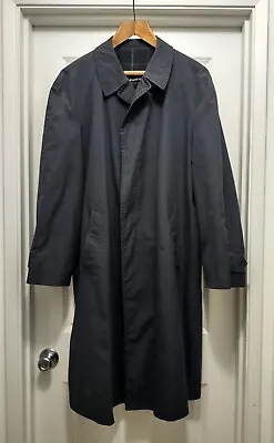 VINTAGE London Fog Mens 46L Long Charcoal Gray Black XL Trench Over Coat Jacket • $30