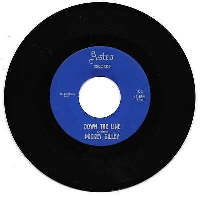 Mickey Gilley-astro 102 Rare Rockabilly 45 Rpm On Down The Line(first Issue)vg++ • $27.95