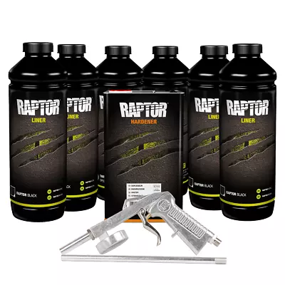 U-POL Black 6 Liter VOC Raptor Spray-On Truck Bed Liner Kit With Gun • $252.44