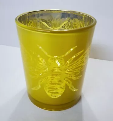 Solid Glass Gold & Silver CANDLE HOLDER Bee Design Mercury Glass Look 5 X4  • $14