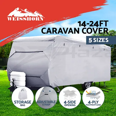 Weisshorn Caravan Cover Heavy Duty 14-24ft 4 Layer Campervan UV 5 Sizes Bag • $96.95