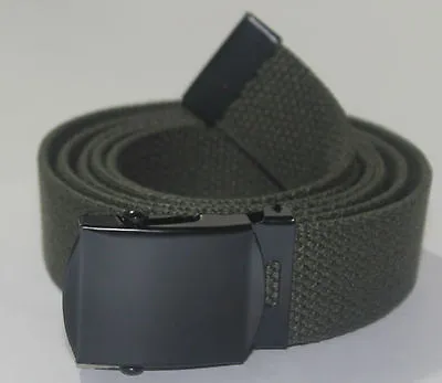 New Adjustable 72  Inch Olive Green Canvas Military Web Black Belt Buckle • $9.99