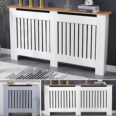 Modern Radiator Cover Wall Cabinet MDF Slats Wood Grill Shelf Furniture S/M/L/XL • £32.99