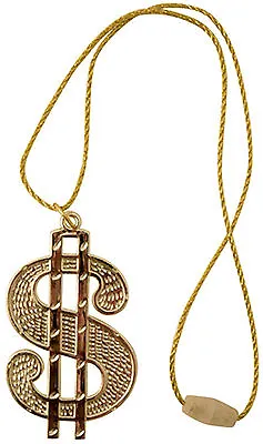 Dollar Medallion Necklace Bling 70s Pimp Rapper Ali G Rapper Chav Fancy Dress • £3.59