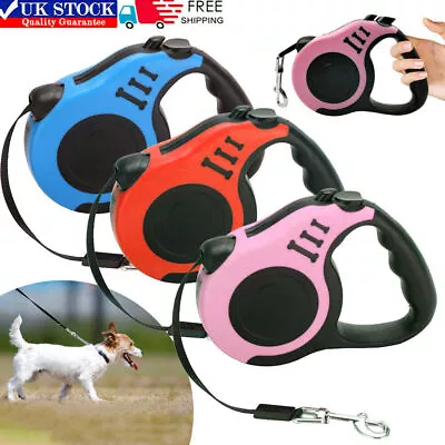 £6.59 • Buy Retractable Dog Lead - Extendable Extending Training Leash - Extra Long 5M UK