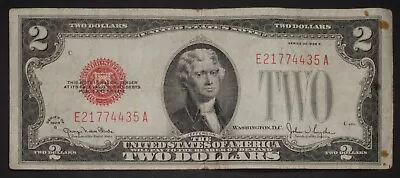 1928-G $2 Legal Tender Red Seal Note Fr. 1508 US Currency • $14.95