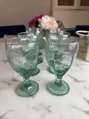 (8)VTG Libbey Chivalry Water Iced Tea Goblets Light Green Clear Textured Glass • $69.99