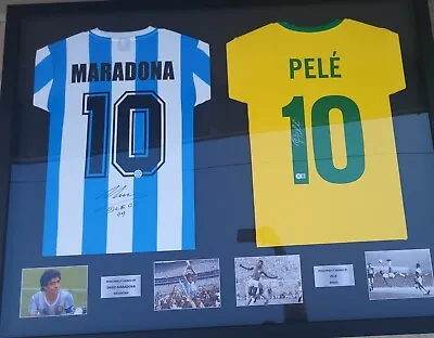 Pele And Maradona Signed And Dual Framed Jerseys With Coas • $8500