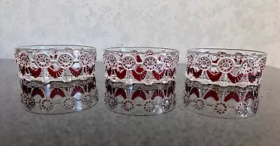 U.S. Glass Co. Alabama Ruby Stain Berry Bowls Antique Set Of 3 As Is* EAPG • $35